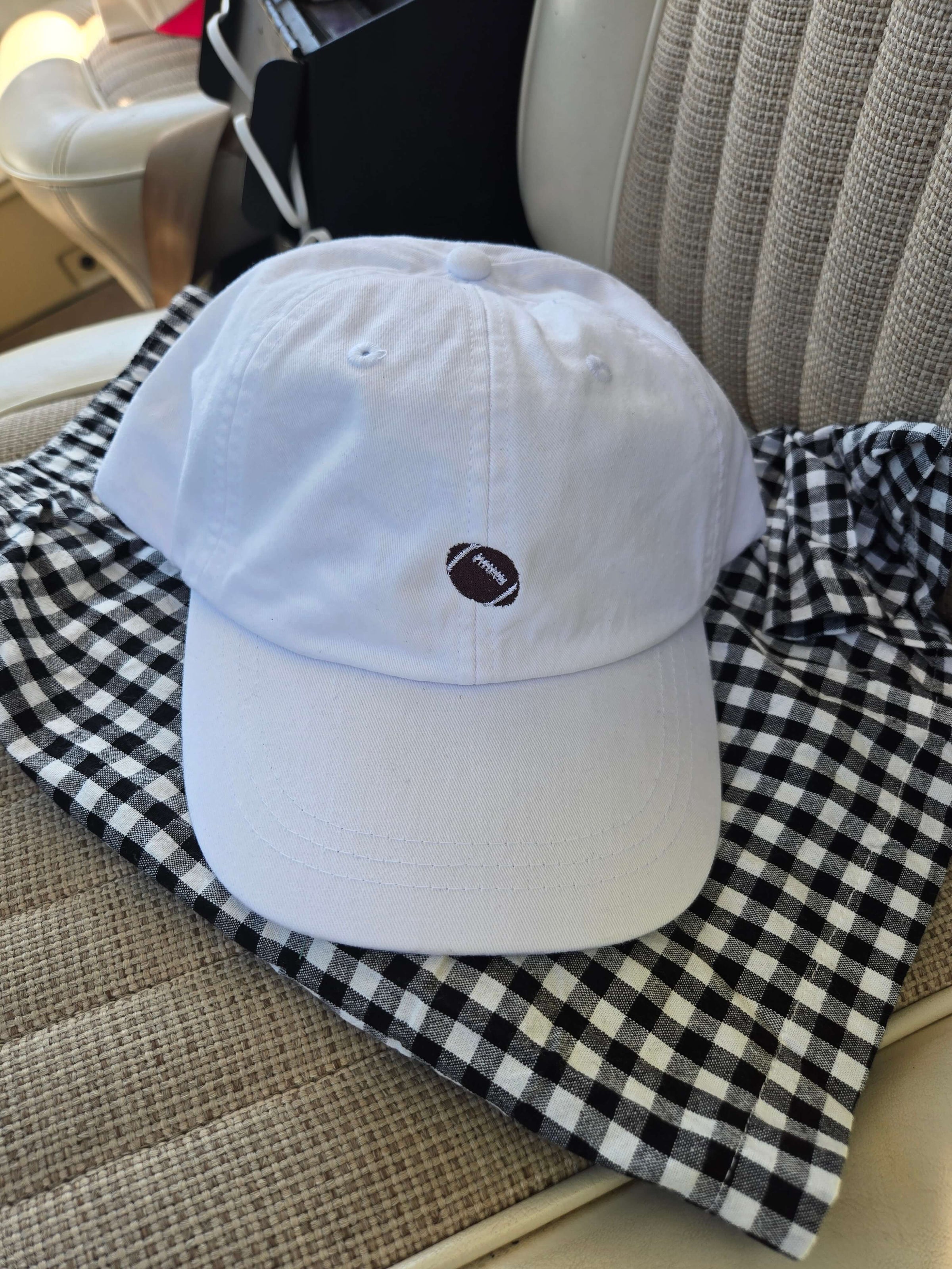 Cute Women's Baseball Cap with Embroidered Football