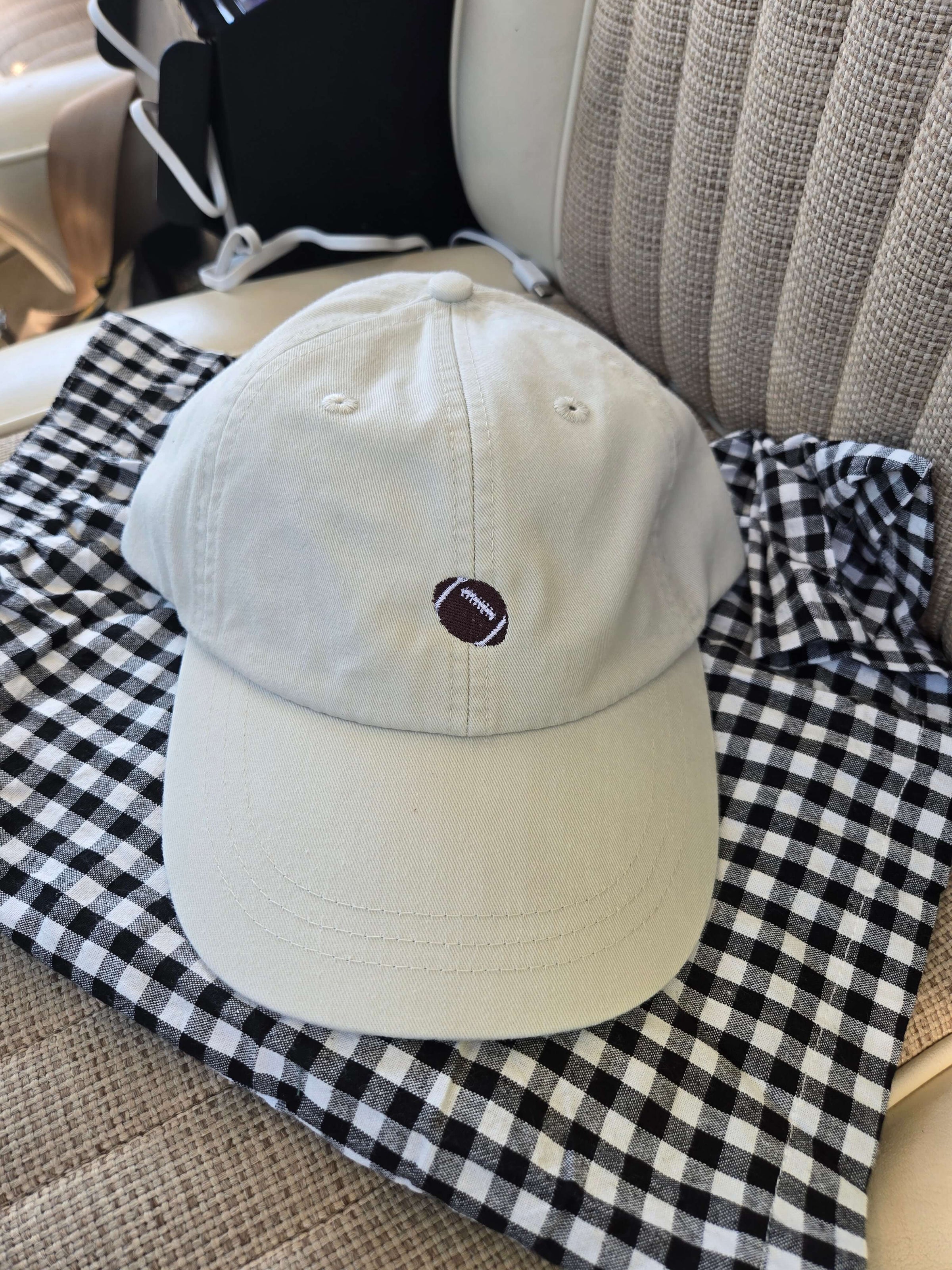 Cute Women's Baseball Cap with Embroidered Football