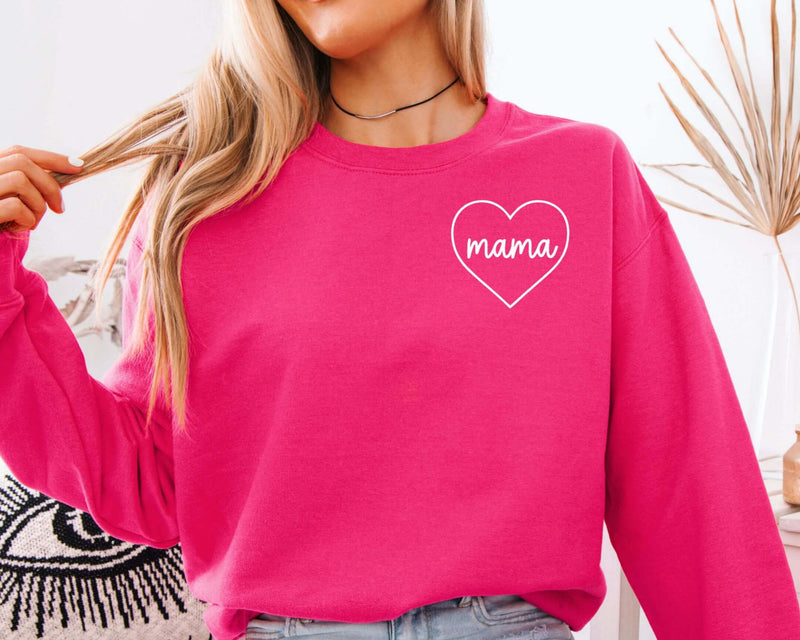 pink custom mom sweatshirt with heart