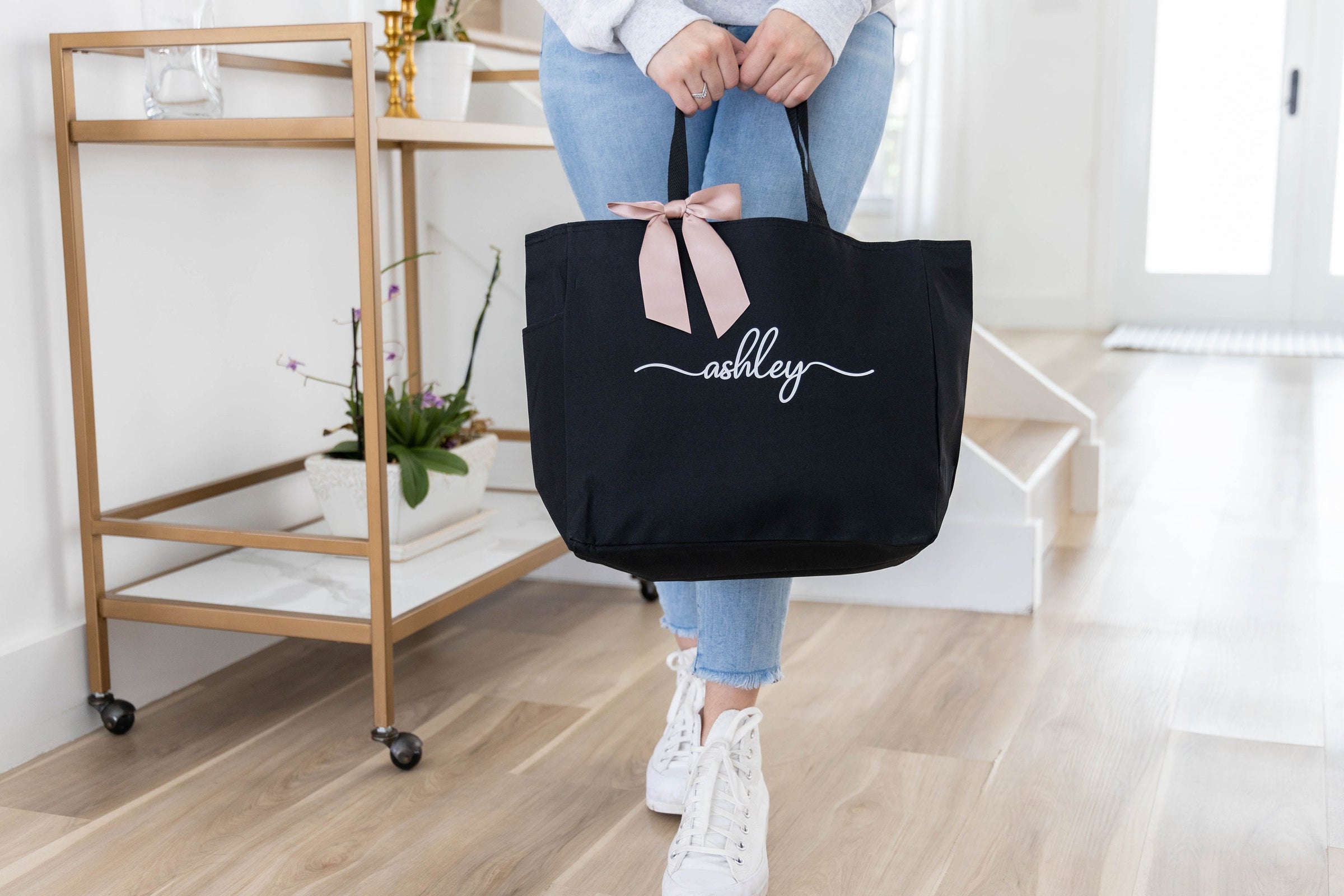 Customized Zippered Tote Bags - Personalized with Name - Perfect Gift - EverlyGrayce