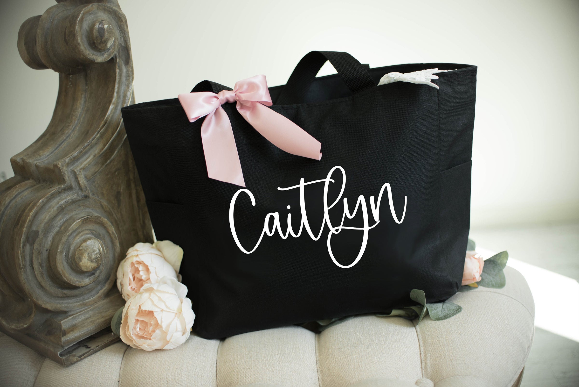 Custom Tote Bag with Zipper - Personalized Bags - EverlyGrayce