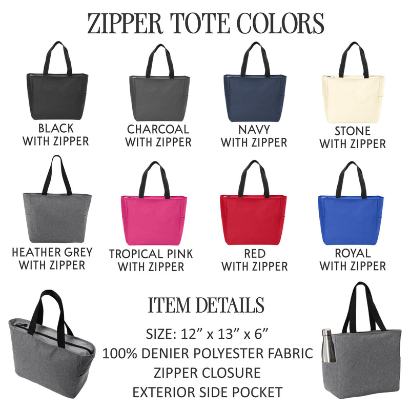 Custom Tote Bag with Zipper - Personalized Bags - EverlyGrayce 