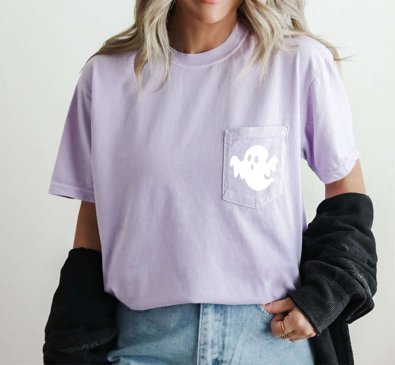 Ghost Comfort Colors Pocket Halloween Shirt
