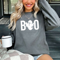 Boo Ghost Comfort Colors Halloween Sweatshirt for Women