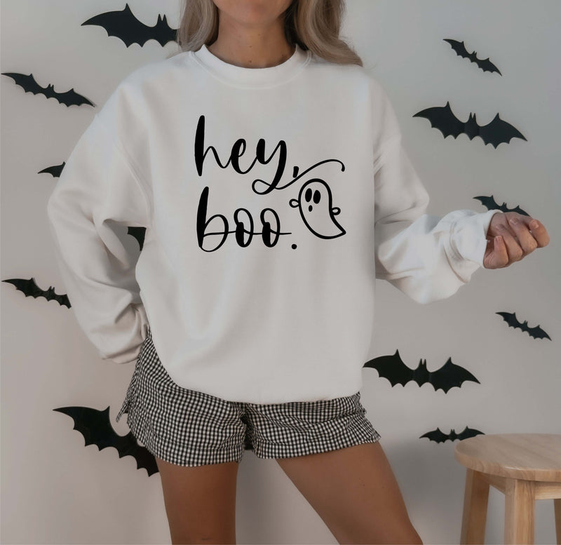 Hey Boo Ghost Halloween Sweatshirt for Women