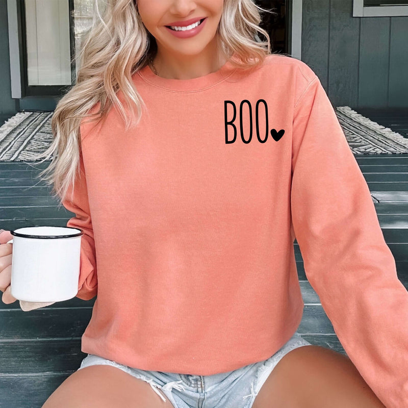 Minimal BOO Heart Halloween Sweatshirt