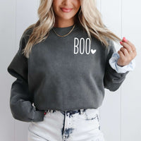 Minimal BOO Heart Halloween Sweatshirt