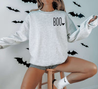 BOO Halloween Sweatshirt for Women with Heart Icon
