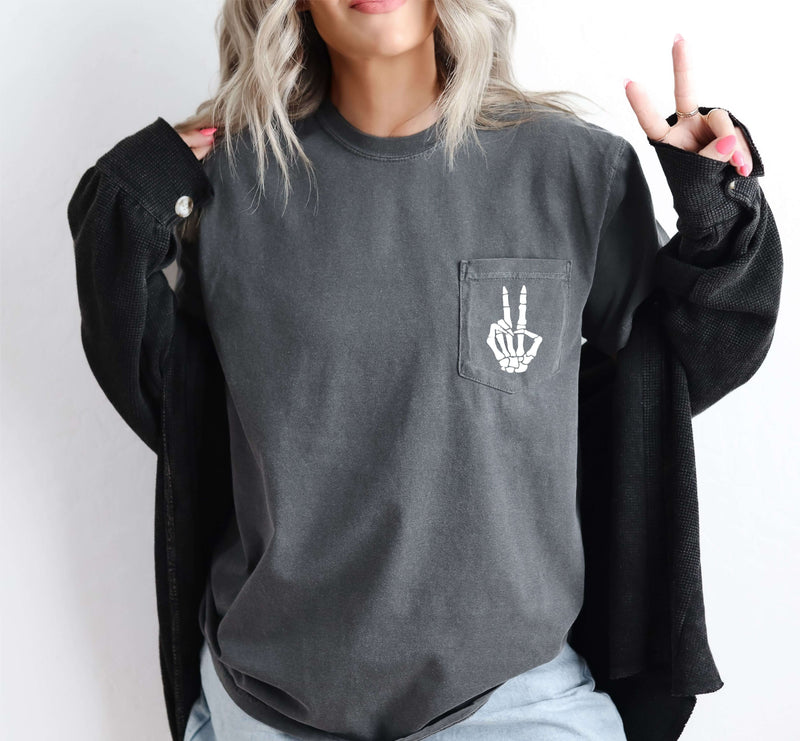 Skeleton Peace Sign Halloween Shirt