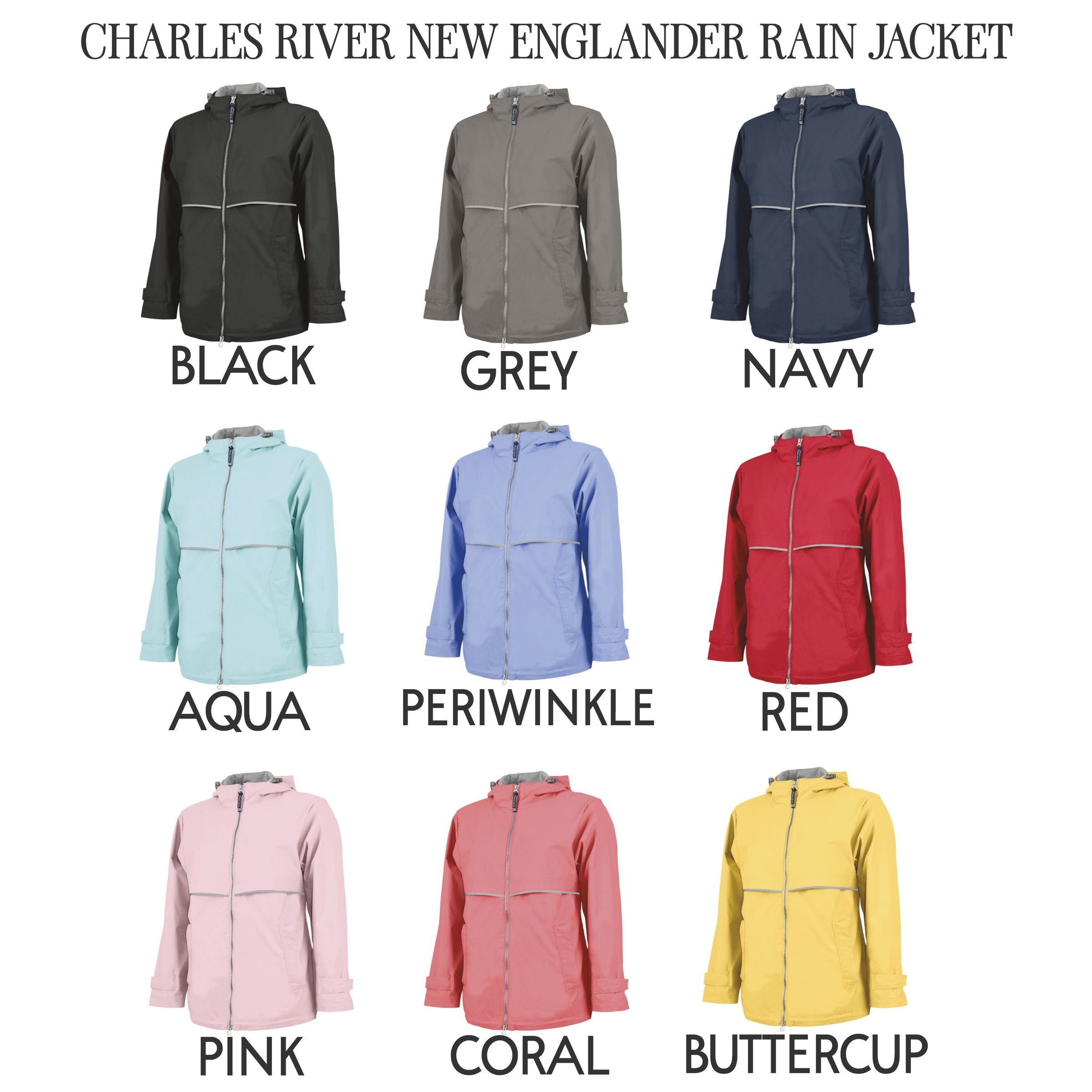Charles River New Englander Rain Jacket Monogrammed for Women