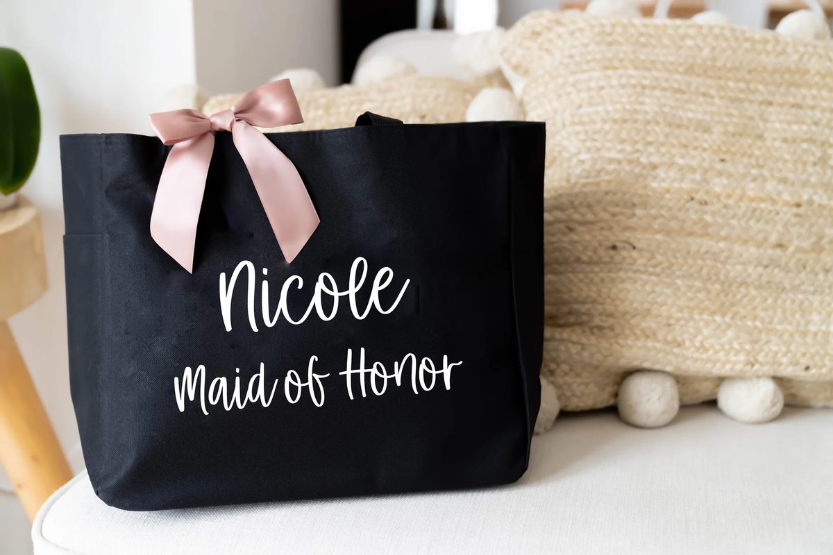 nicole’s black and pink custom tote bag