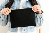 black canvas cosmetic bag