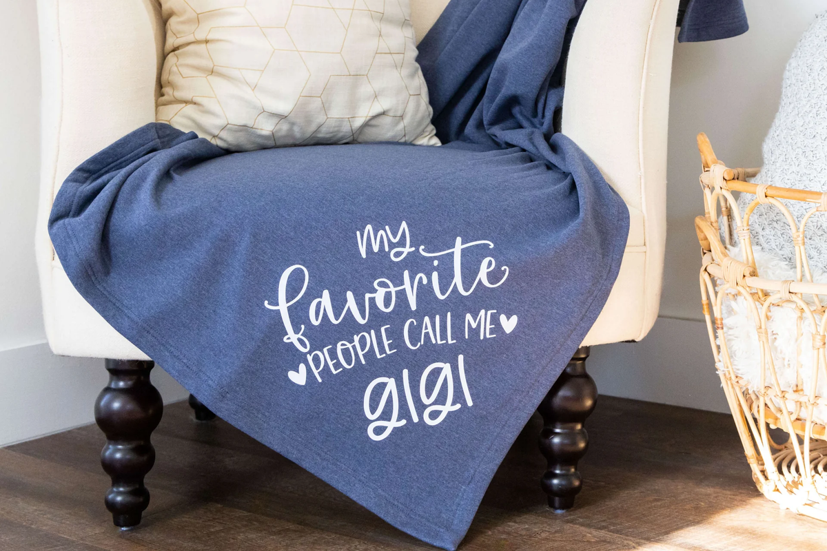 blue gigi blanket on a chair