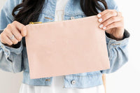 blush peach canvas cosmetic bag
