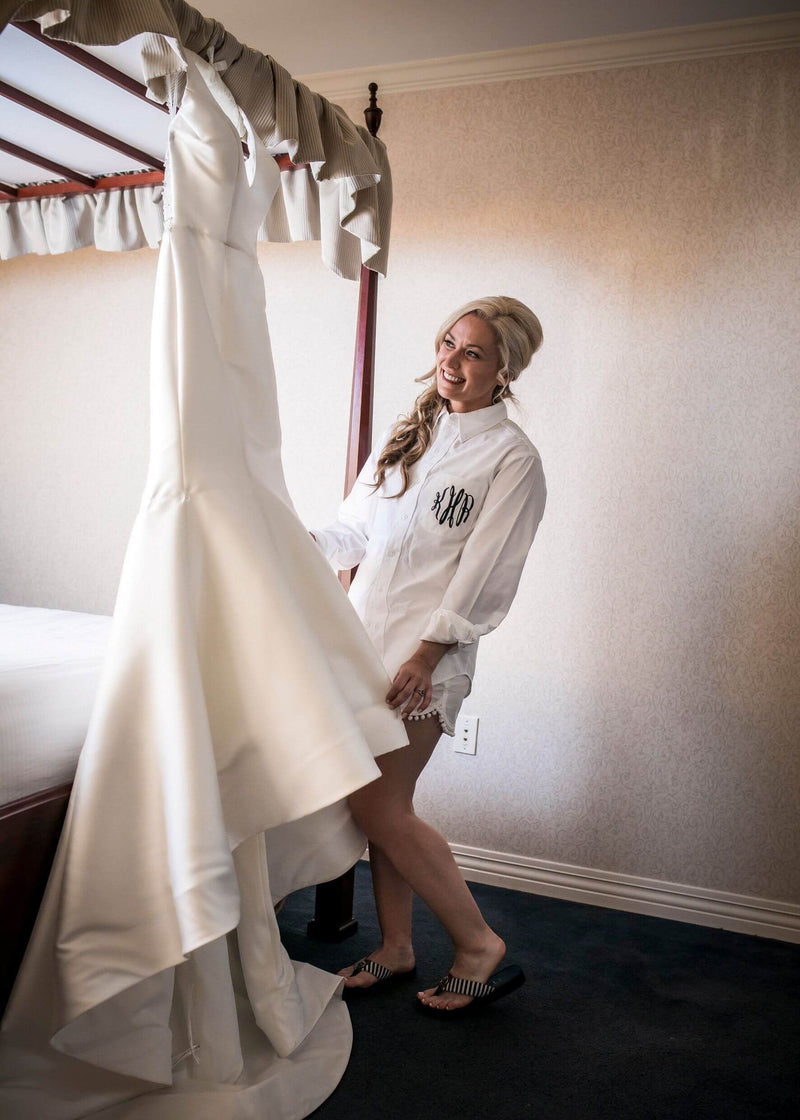 bridal getting ready shirt button up 