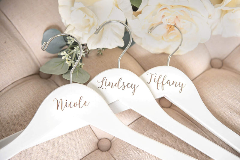 Bride and Bridesmaid Hangers with Engraved Names