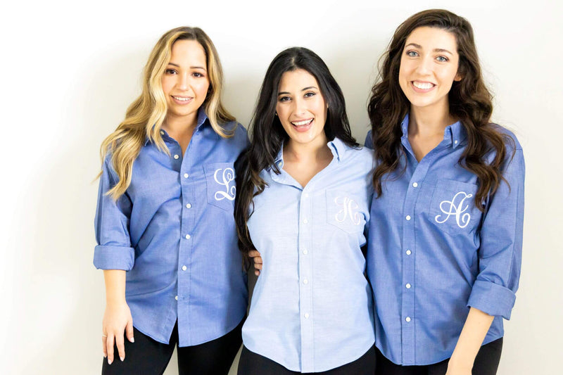 monogrammed bridesmaid oxford shirts