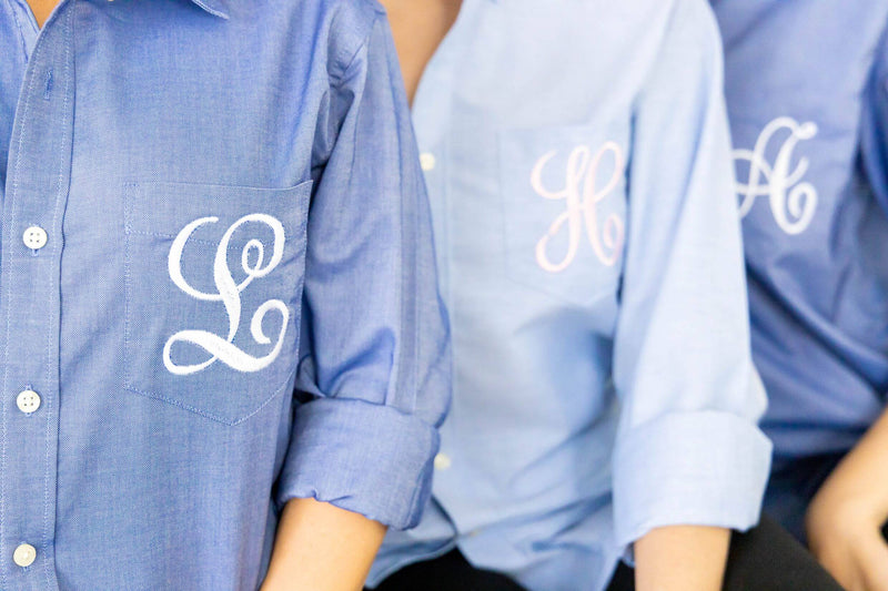 monogrammed bridesmaid oxford shirts