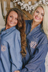 bridesmaid button down denim shirt