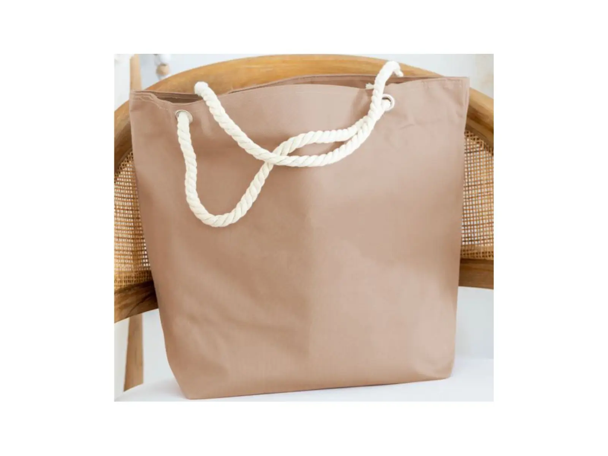 custom beige beach tote