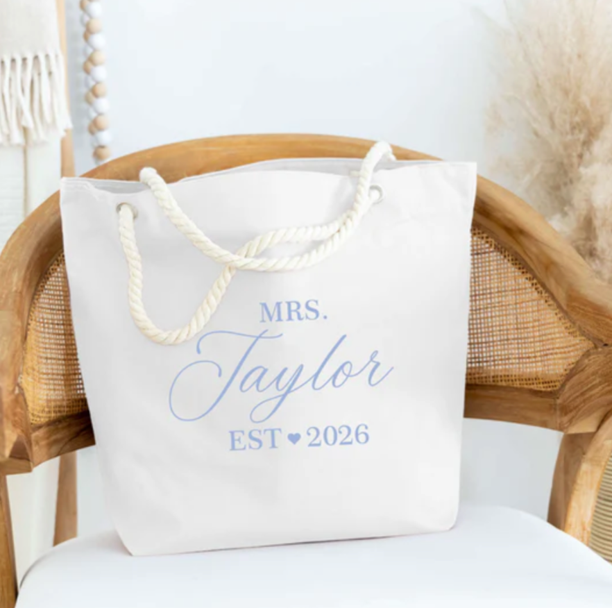 custom bride beach tote