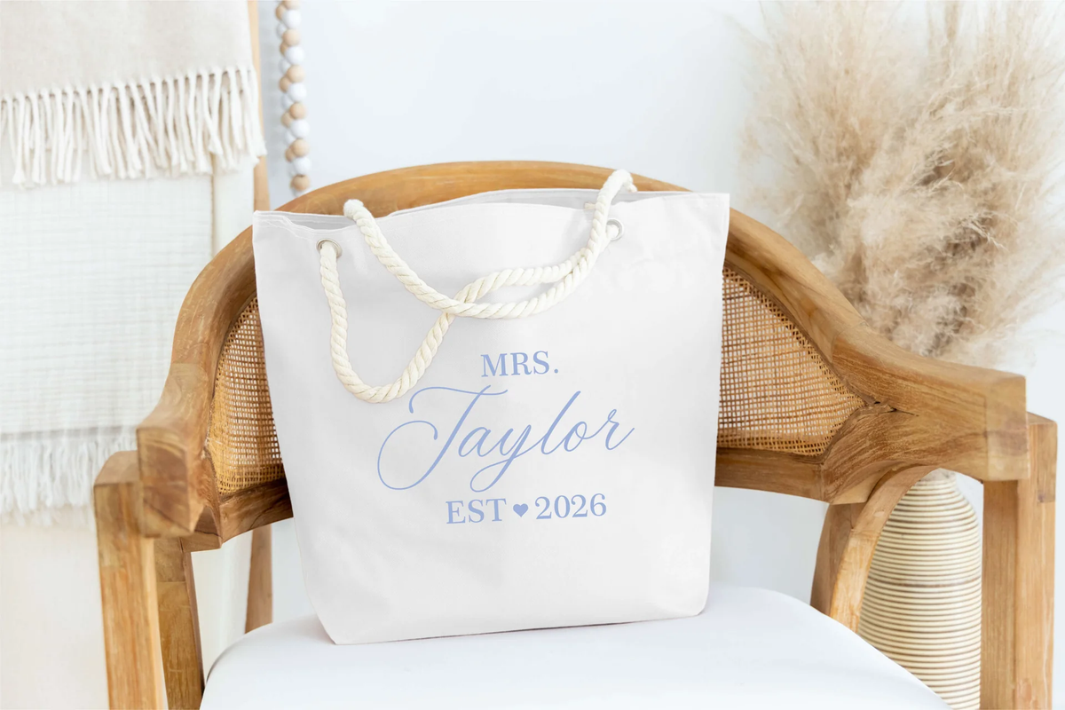 custom bride beach tote