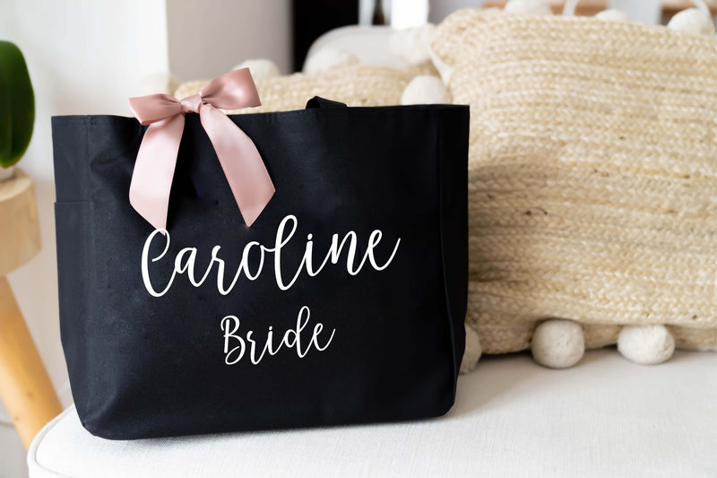 custom bridesmaid bags with name and title