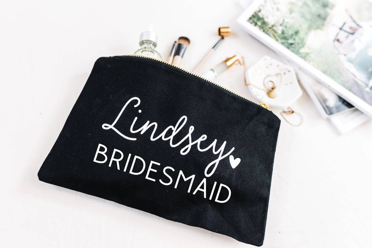personalized bridesmaid makeup bag