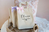 custom flower girl tote bag with bow