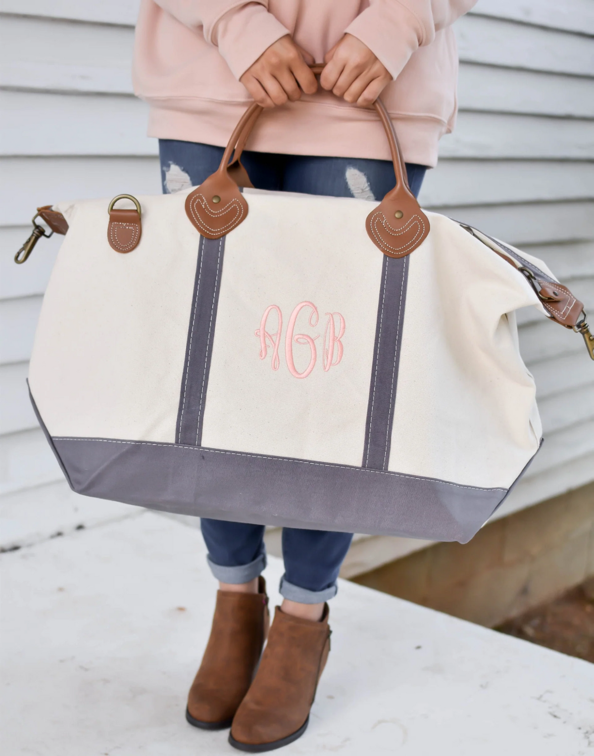 custom weekender travel bag with monogram