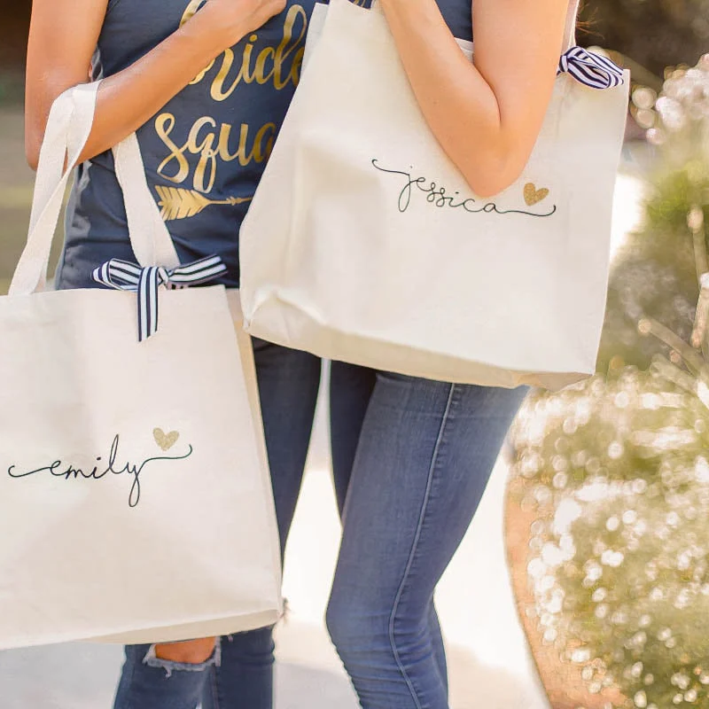 custom tote bag with bow