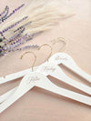 custom wedding hangers with names and gold hook