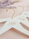 custom wedding hangers with names and gold hook
