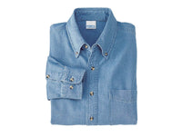 denim button down shirt faded blue