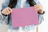 dusty rose canvas cosmetic bag