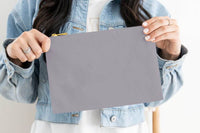 grey canvas cosmetic bag