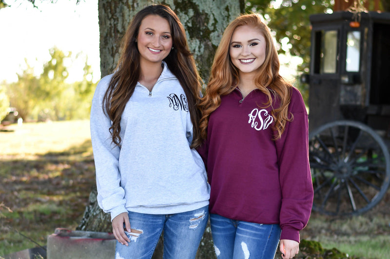 Womens Custom Quarter Zip Pullover Sweatshirt - EverlyGrayce 