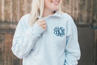 Monogram Quarter Zip Sweatshirt | Womens Embroidered Sweatshirt - EverlyGrayce 