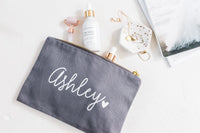 Canvas Makeup Bag | Custom Cosmetic Bags for Bridesmaid Gifts - EverlyGrayce 