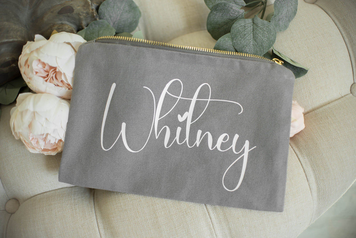 Personalized Makeup Bag - Custom Small Cosmetic Pouch - EverlyGrayce 