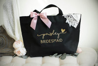 Personalized Tote Bag - Custom Bridesmaid Bags for Wedding Day - EverlyGrayce 