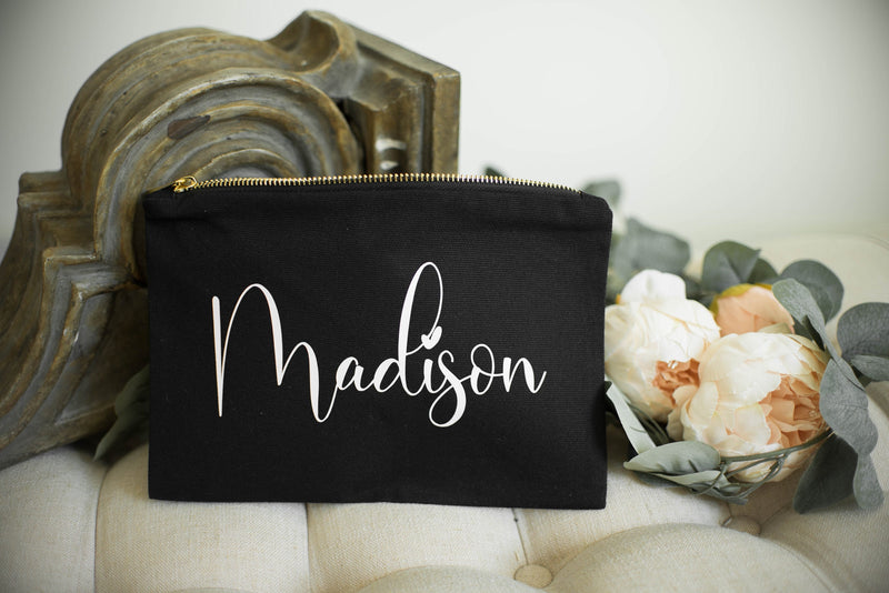 Personalized Makeup Bag - Custom Small Cosmetic Pouch - EverlyGrayce 