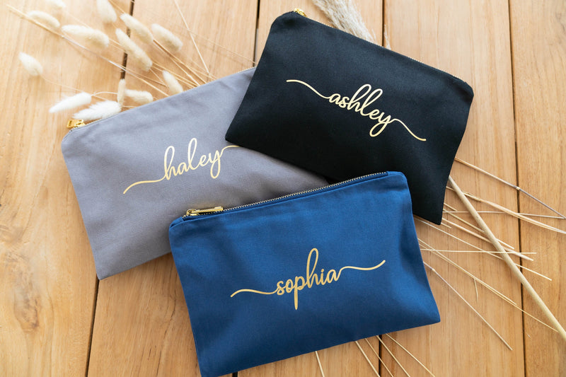 Personalized Cosmetic Bags | Cute Bridesmaid Gifts - EverlyGrayce 