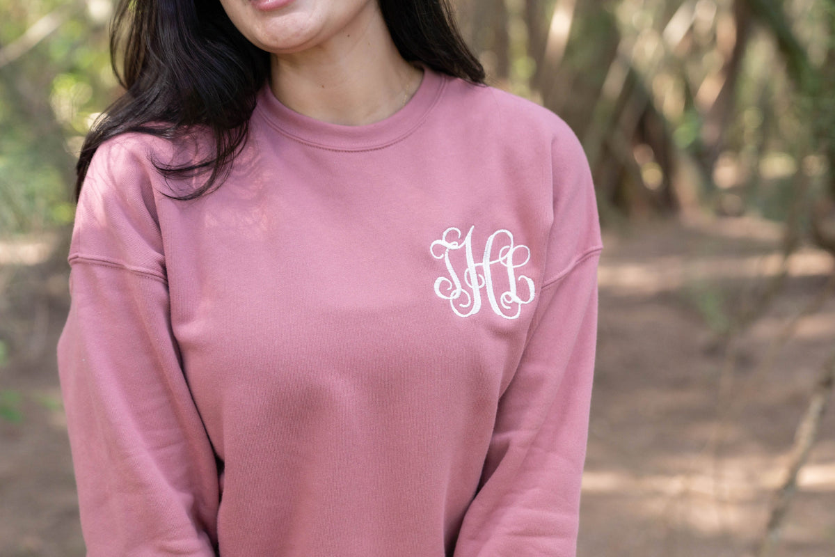 Monogram Bella Canvas Sweatshirt Embroidered for Women - EverlyGrayce 
