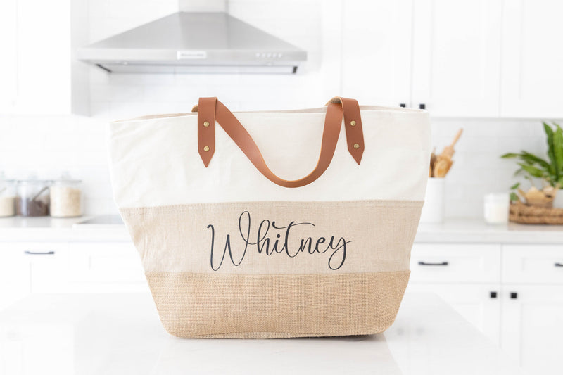 Personalized Canvas Tote Bag with Zipper - Customizable Gifts - EverlyGrayce 