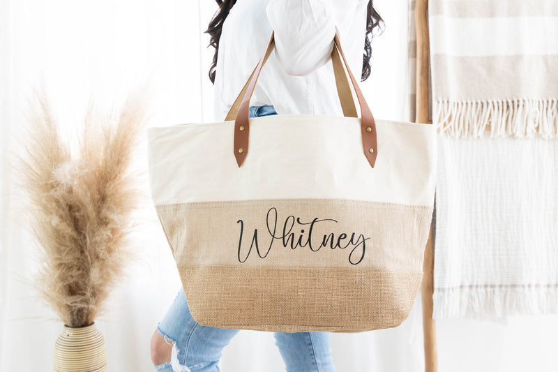 Personalized Canvas Tote Bag with Zipper - Customizable Gifts - EverlyGrayce 