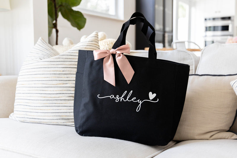 Personalized Tote Bag - Custom Bridesmaid Bags for Wedding Day - EverlyGrayce 