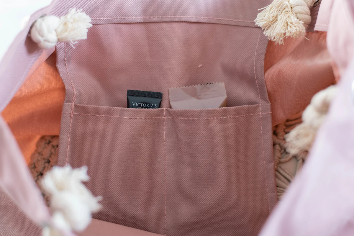 interior of bride beach tote