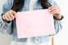 light pink canvas cosmetic bag