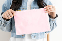 light pink canvas cosmetic bag
